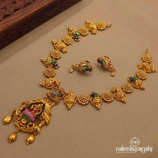 Lotus Lakshmi Gopuram Neckpiece With Earrings (Gn10303)
