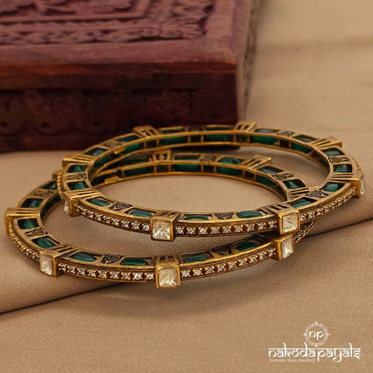Emerald Green Bangle Pair (2.4) (Gk3268)