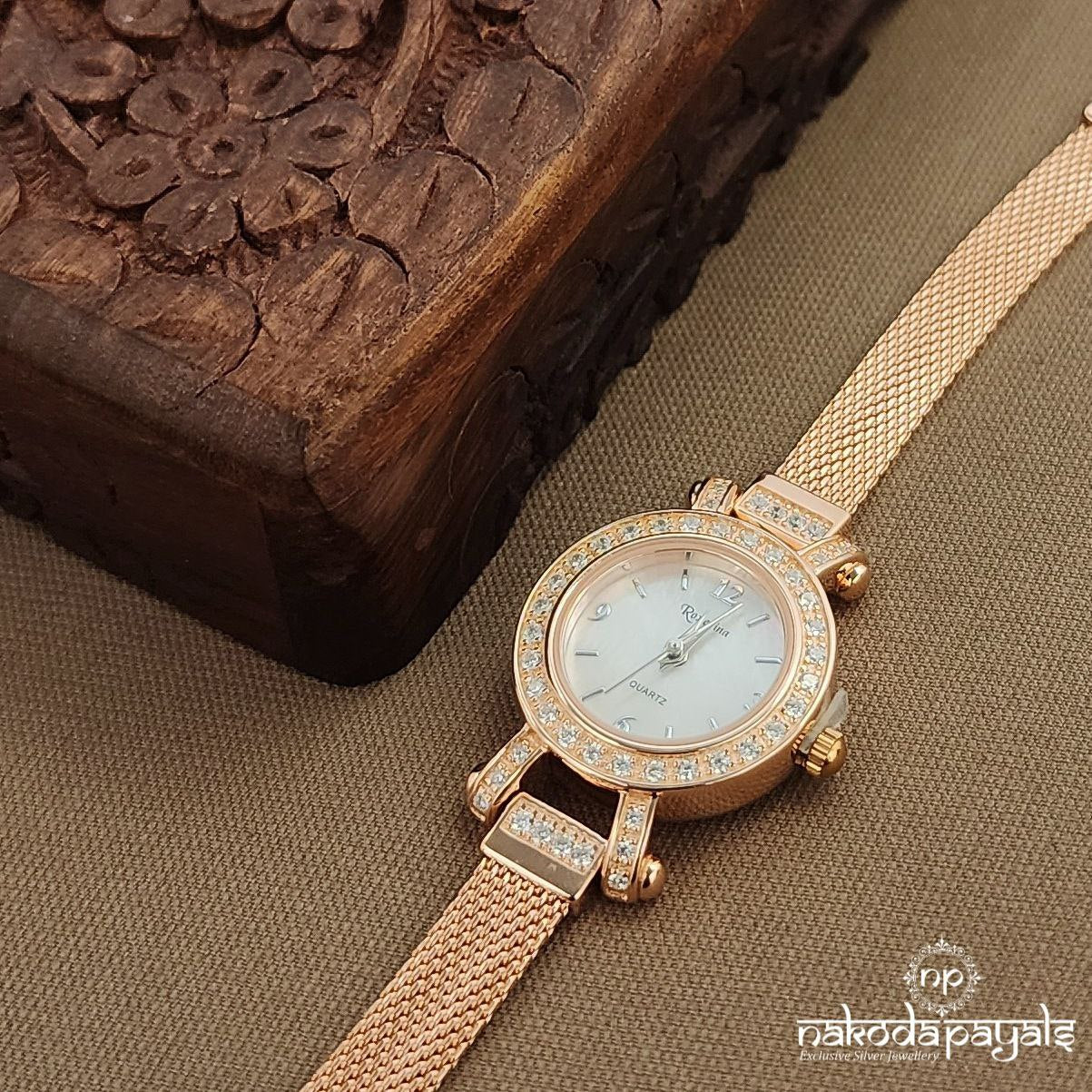 Rose Gold Circular CZ Watch (W0276)
