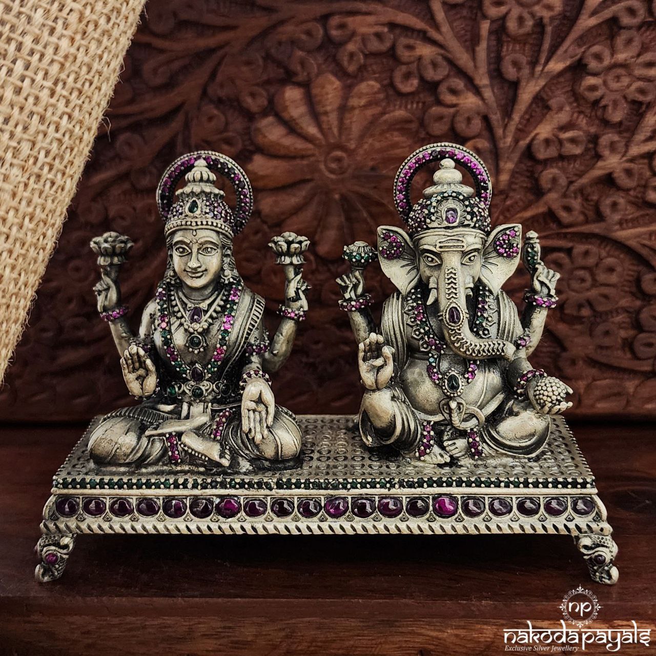 Stone Decorated Lakshmi Ganesha (Aa0579)