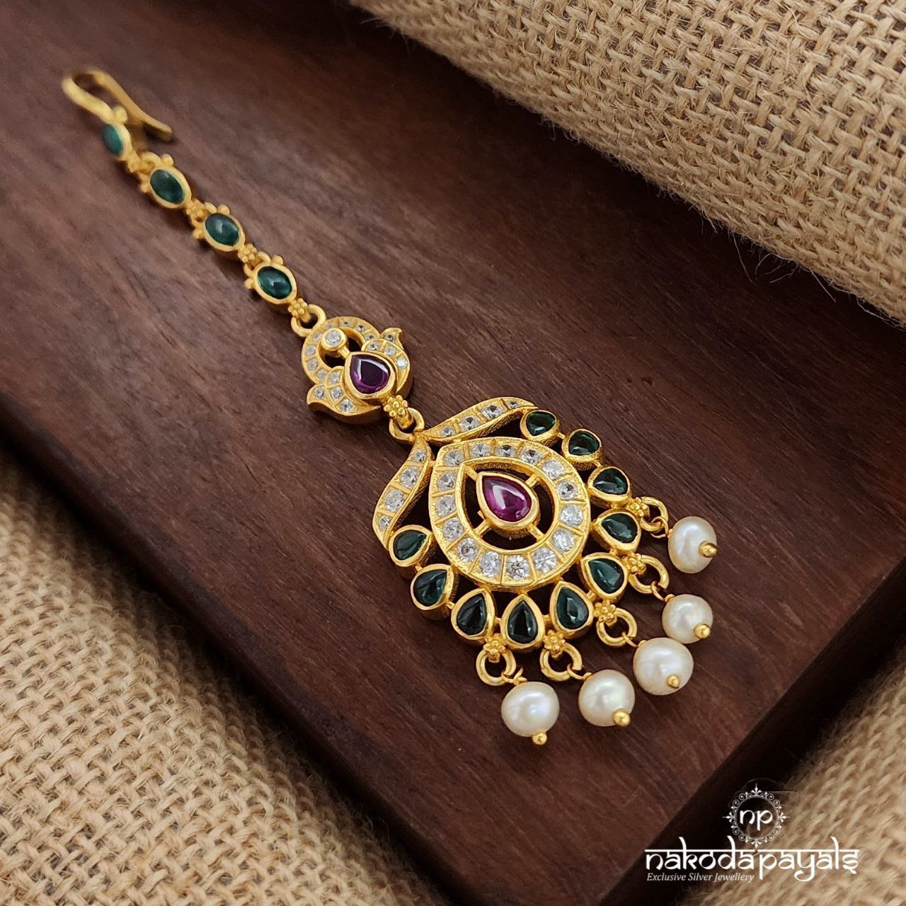 Twinkling Pearled Drop Maang Tika (Gm1021)