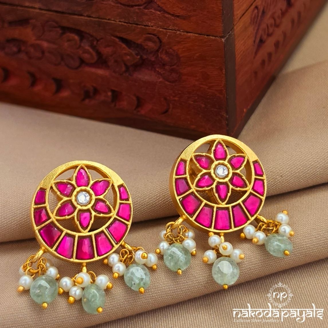 Kundan Floral Studs (Ge11125)