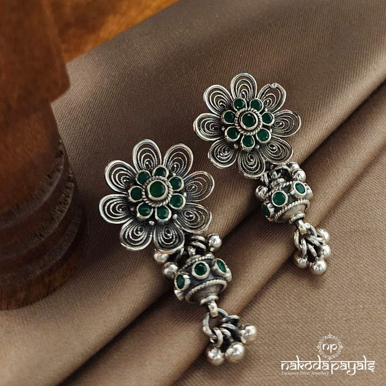 Greenish Floral Chandbali (C3675)