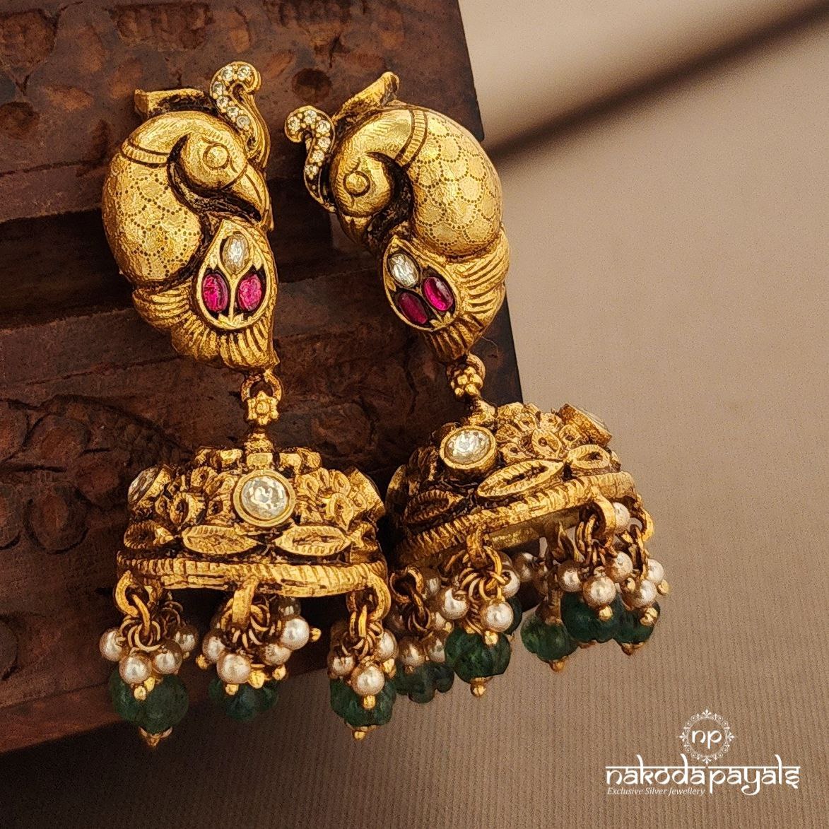 Kundan Peacock Jhumka (Ge10323)