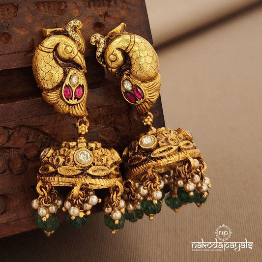 Kundan Peacock Jhumka (Ge10323)