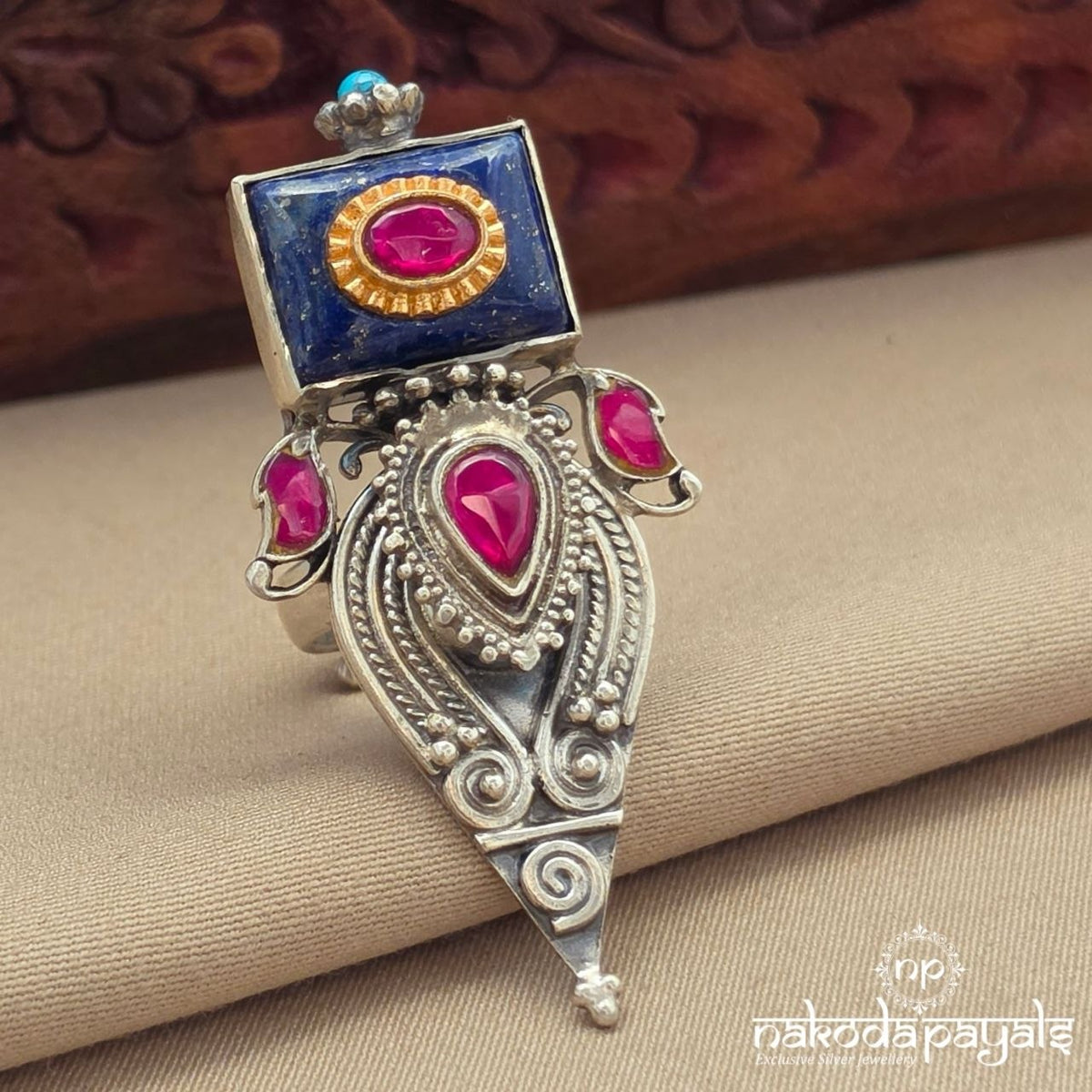 Kundan Turquoise Finger Ring (F3044)