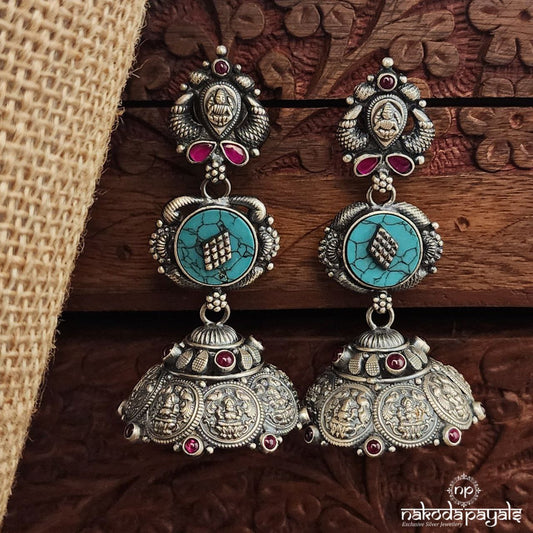 Turquoise Lakshmi Jhumka (J1493)