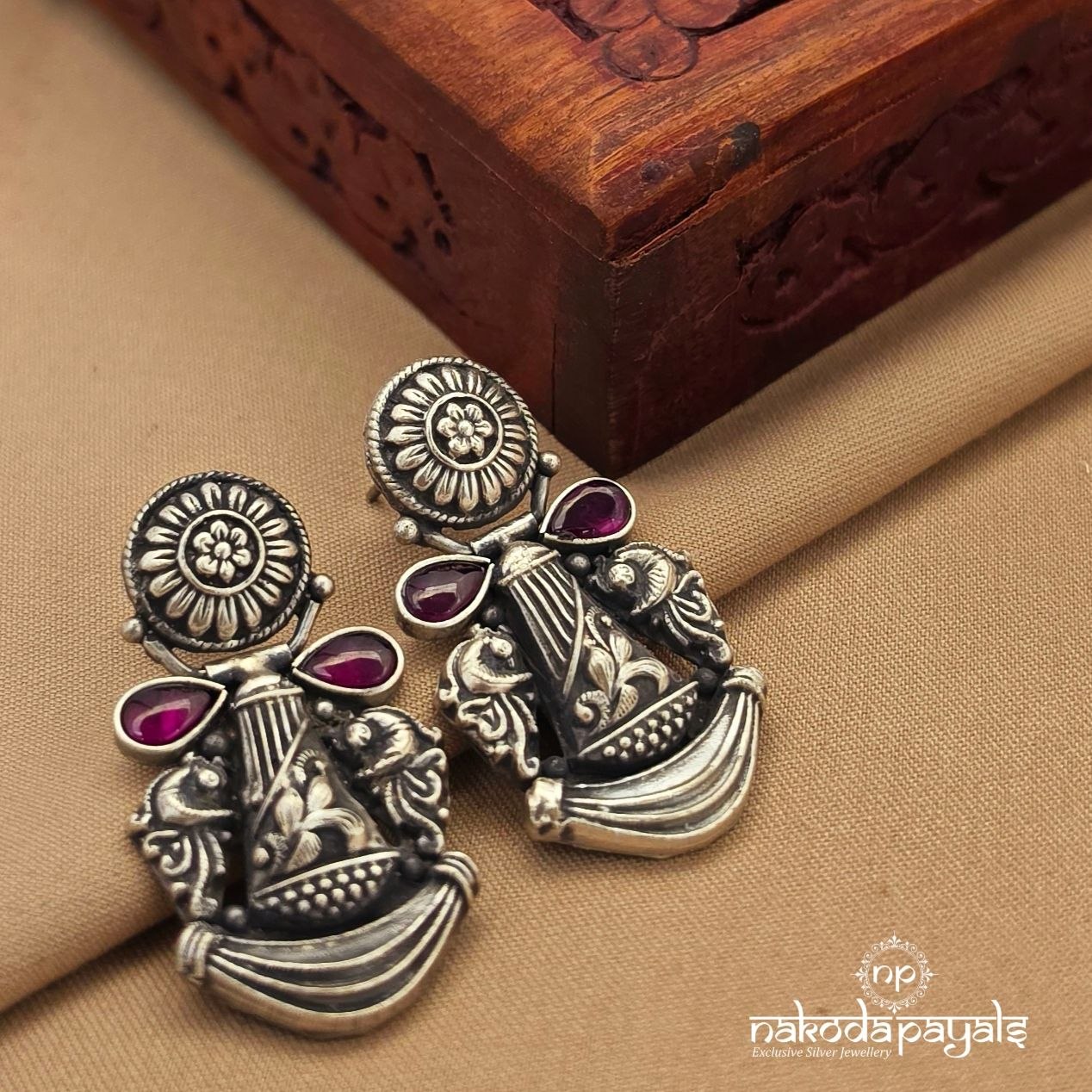 Elegant Pink Oxidised Chandbali (C4041)
