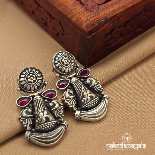 Elegant Pink Oxidised Chandbali (C4041)