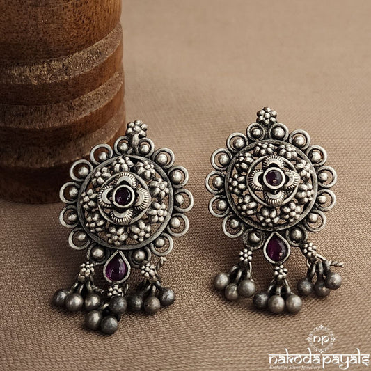 Oxidised Pink Earrings (S3689)