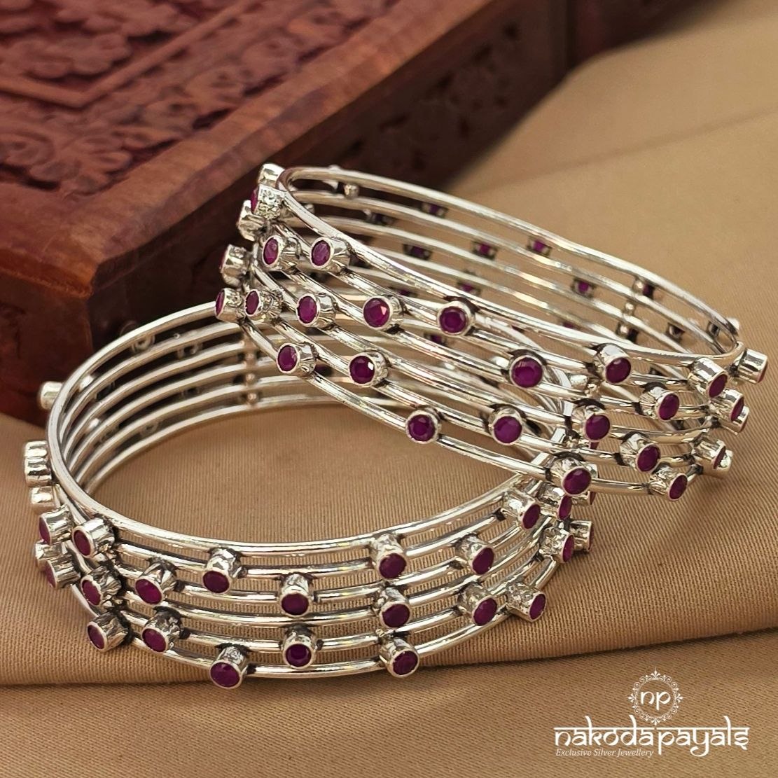Pink Dotted Bangles Pairs (K6290)