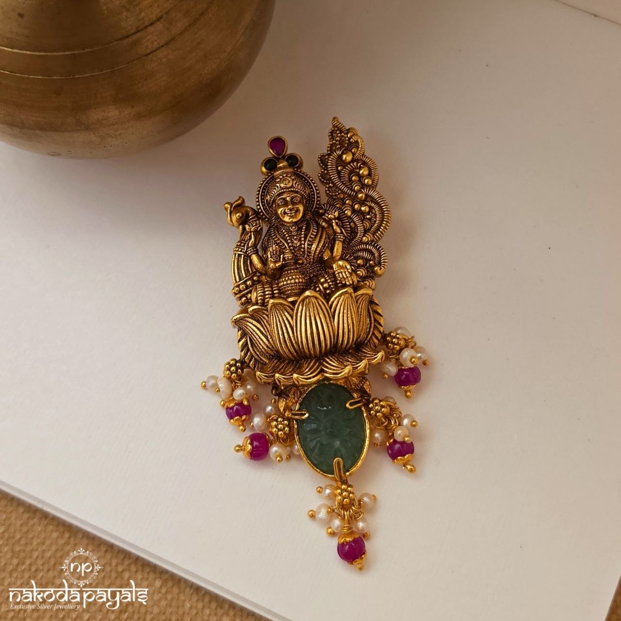 Kundan Peacock Lakshmi Pearl Pendant (Gp2543)