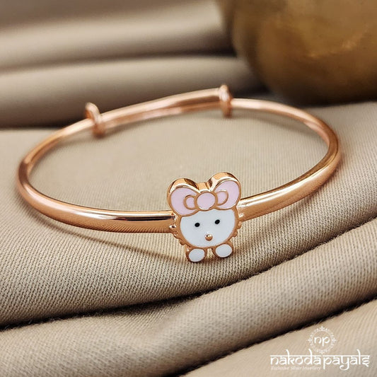 Pink Bow Rose Gold Single Kada (Ka9247)