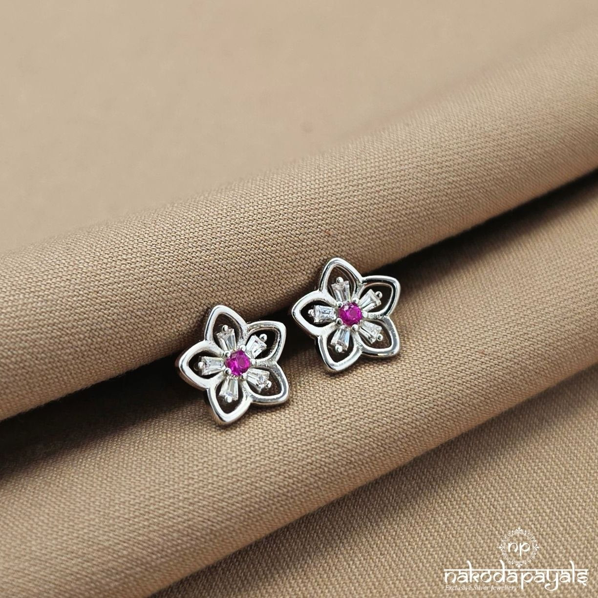 Elegant Pink Dot Floral Earrings (St4004)