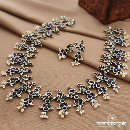 Bluish Neckpiece With Earrings (N11268)