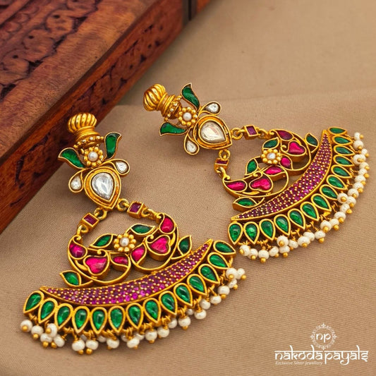 Kundan Pearl Floral Chandbali (Ge110010)