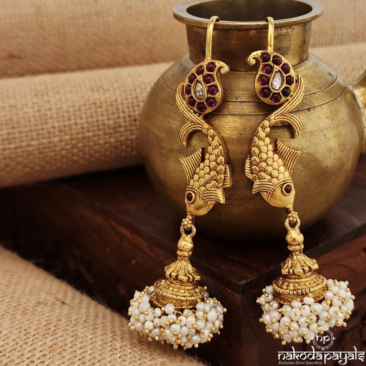 Stunning Downwards Fish Guttupusalu Jhumka (Ge9457)