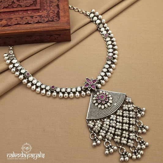 Pink Floral Oxidised Neckpiece (N11870)