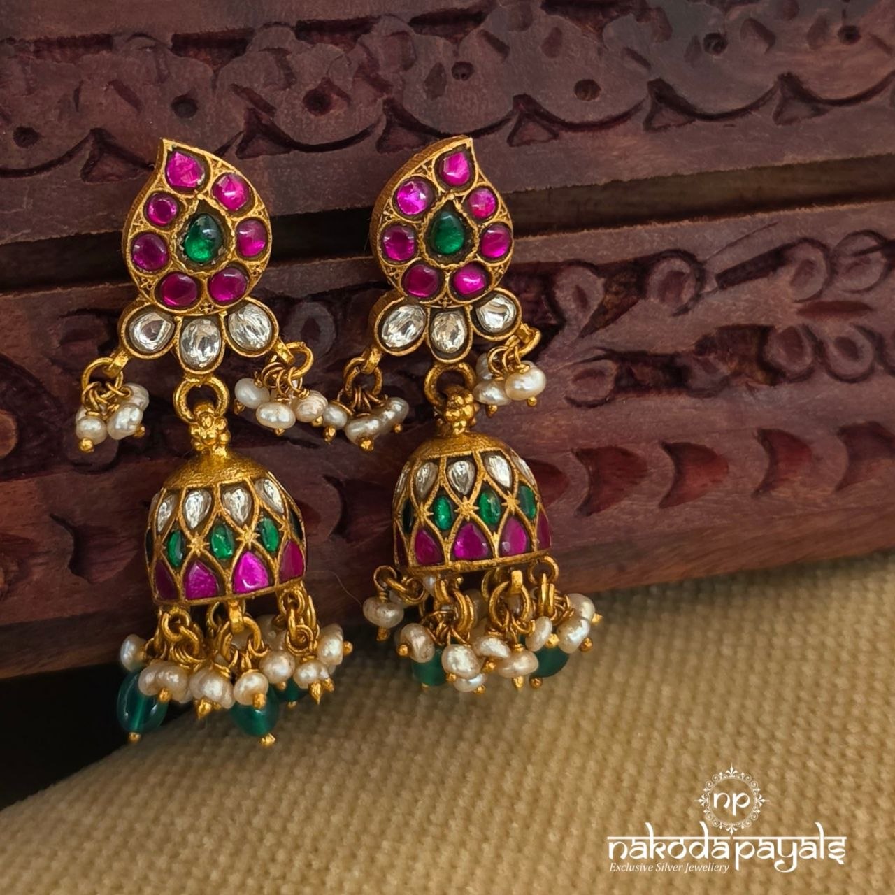 Mango Kundan Pearl Jhumka (Ge11092)
