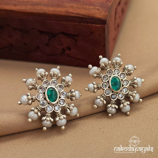 Greenish Oval Pearl Studs (S9716)