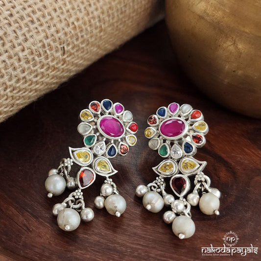 Oval Pink Pearled Drop Studs (S3468)