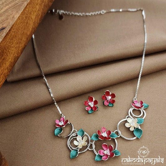 Flower Neckpiece With Earrings (St3836)