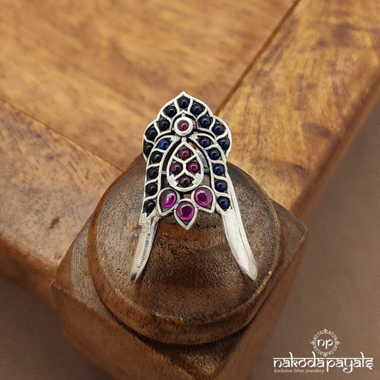 Blue & Pink Lotus Vanki Finger Ring (F2890)