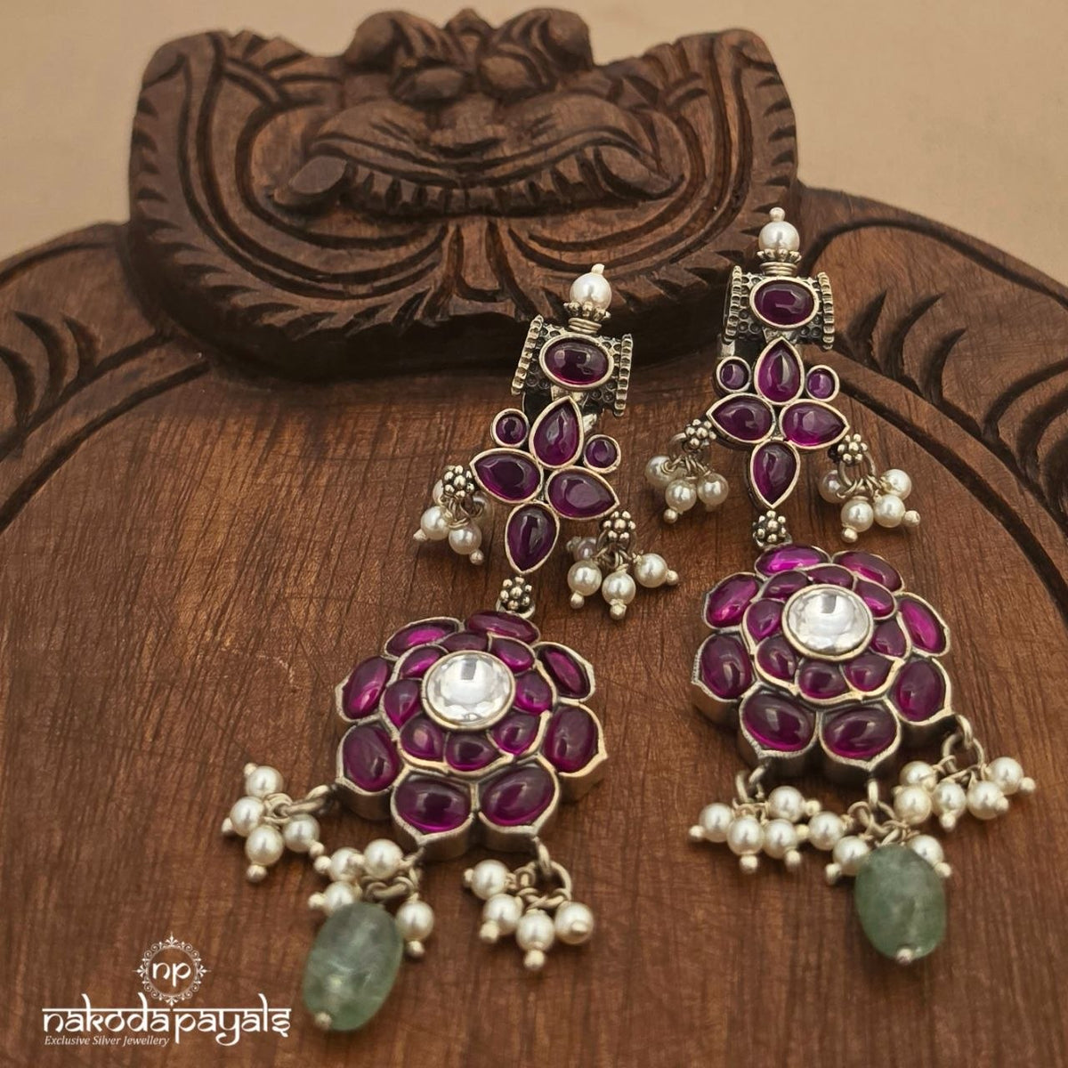Pink Floral Chandbali (C4327)