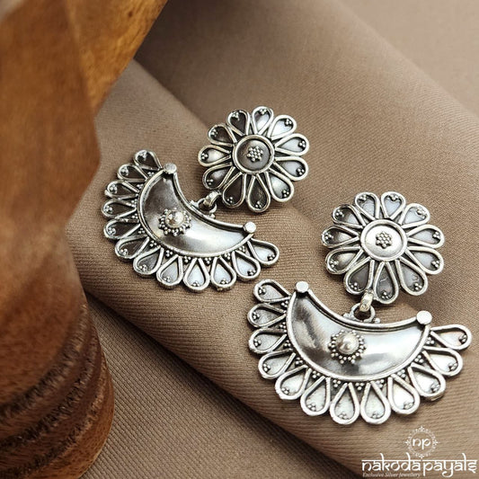 Floral Half Moon Plain Earrings (C3667)