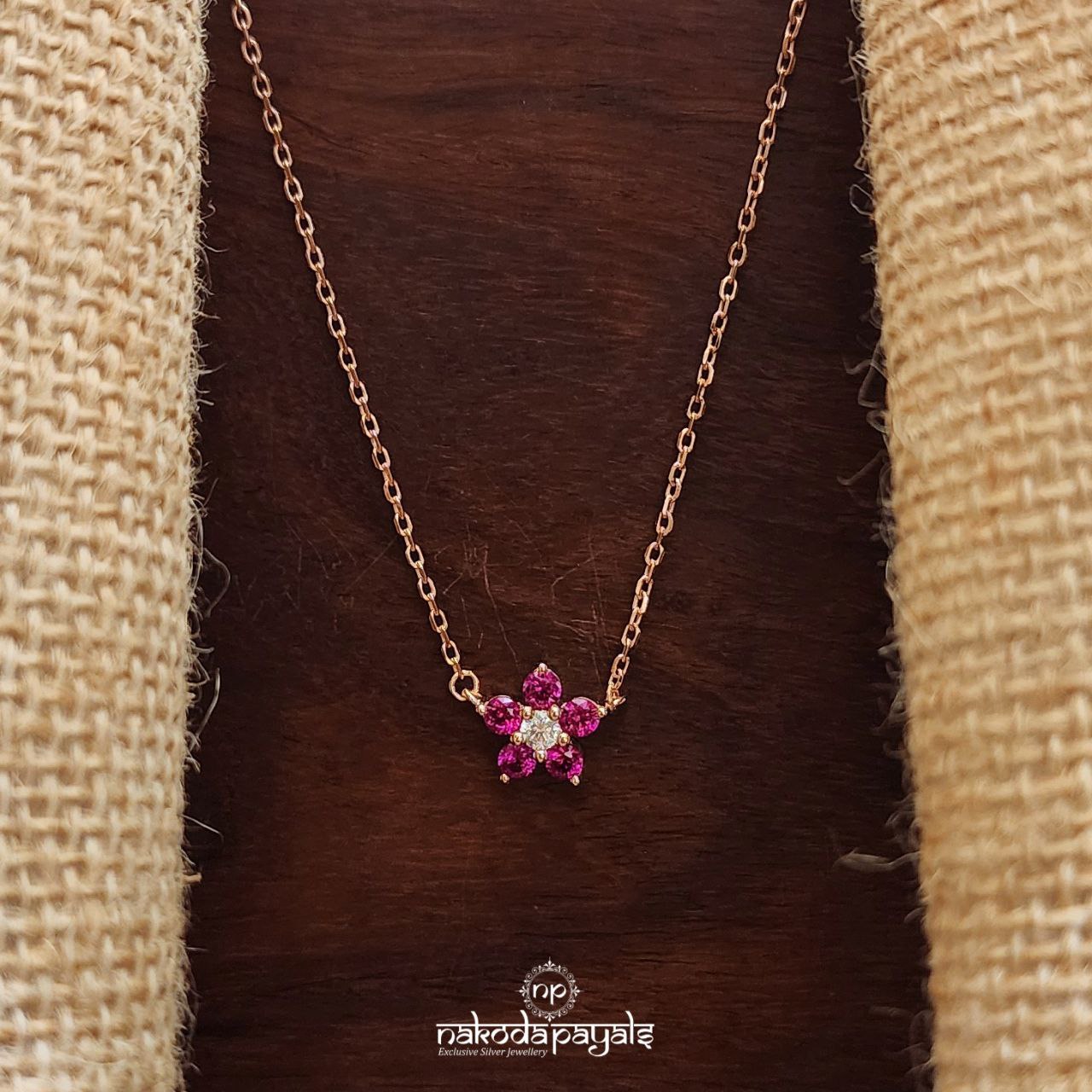 Floral Pink Rose Gold Neckpiece (St3886)