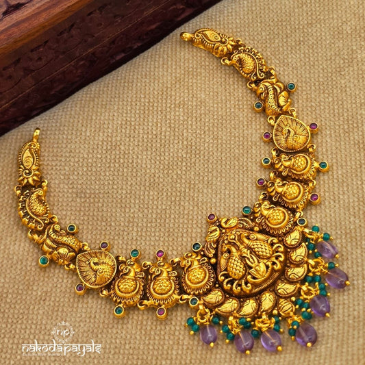 Twin Peacock Amethyst Neckpiece (Gn10559)