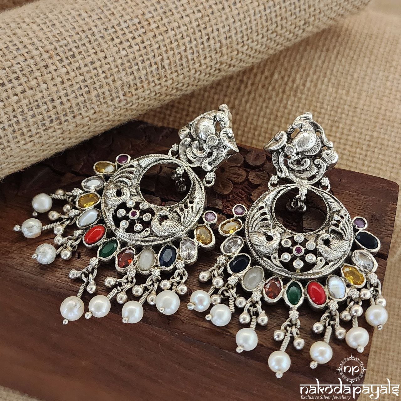 Peacock Navratna Earrings (C1994)