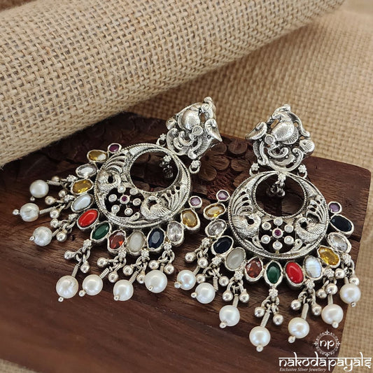 Peacock Navratna Earrings (C1994)