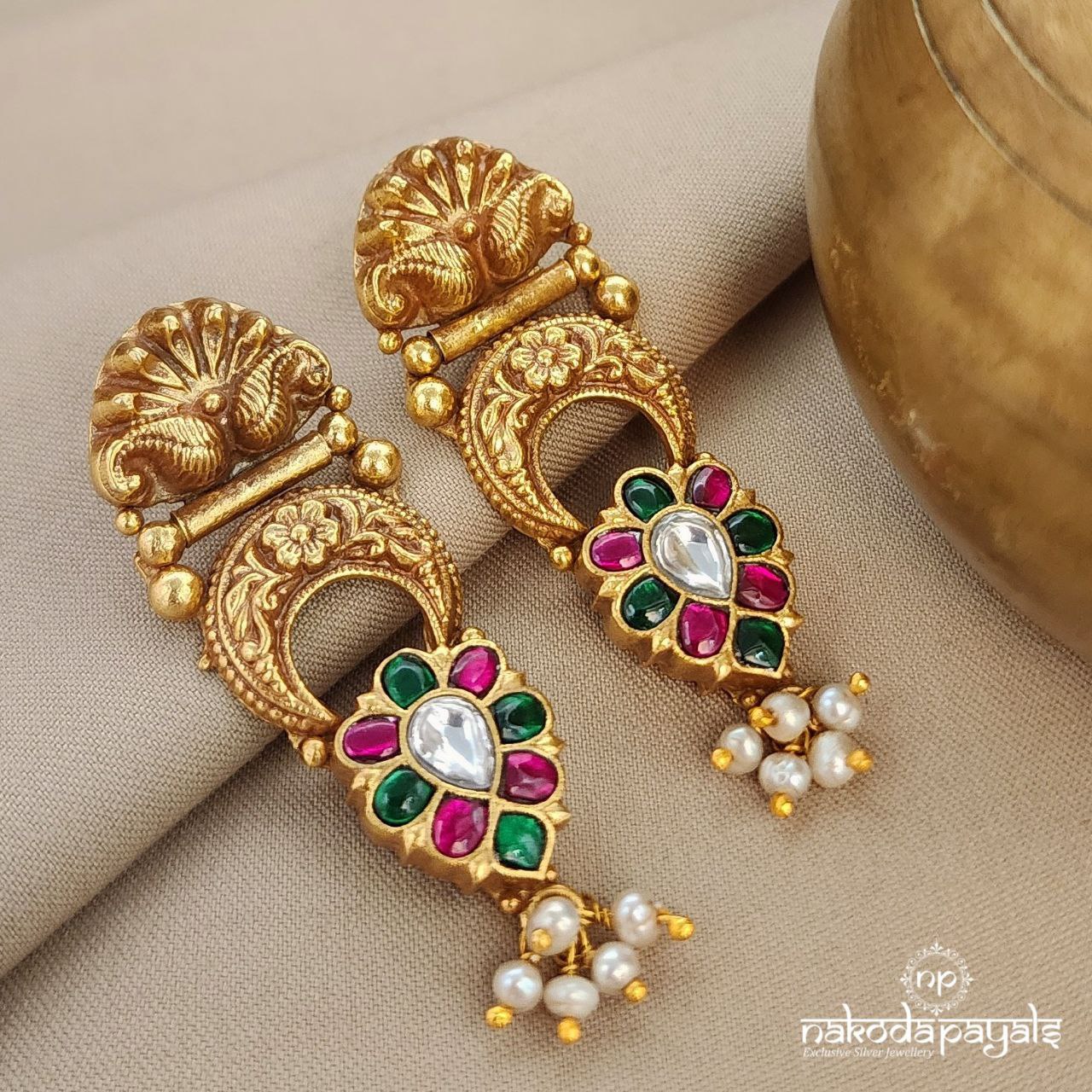 Kundan Kemp Earrings (Ge8944)