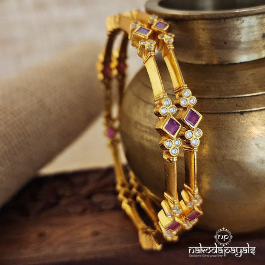 Diamond Cut Pink Bangles (Gk2757)