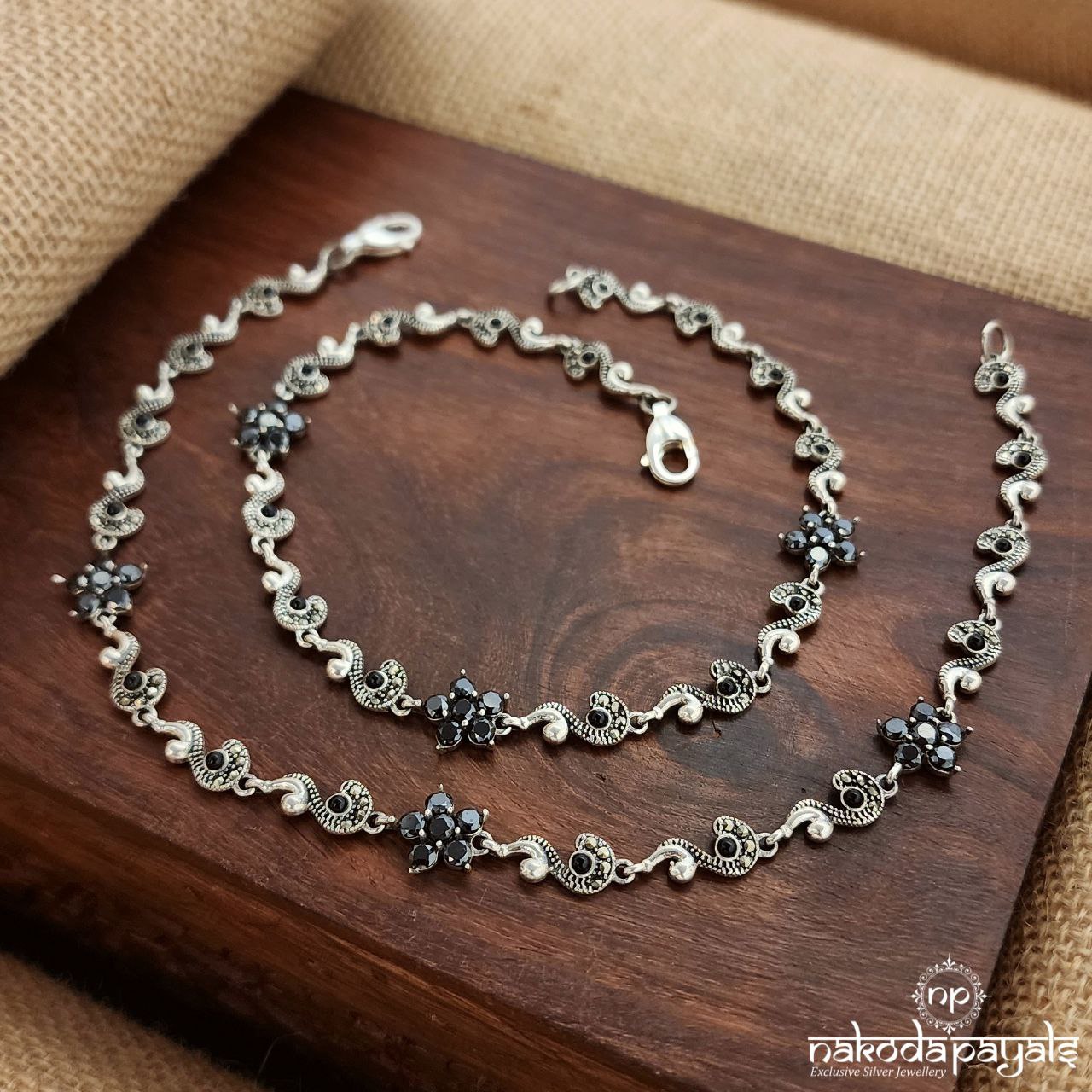 Black Marcasite Anklets (A6431)