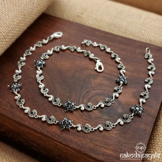 Black Marcasite Anklets (A6431)