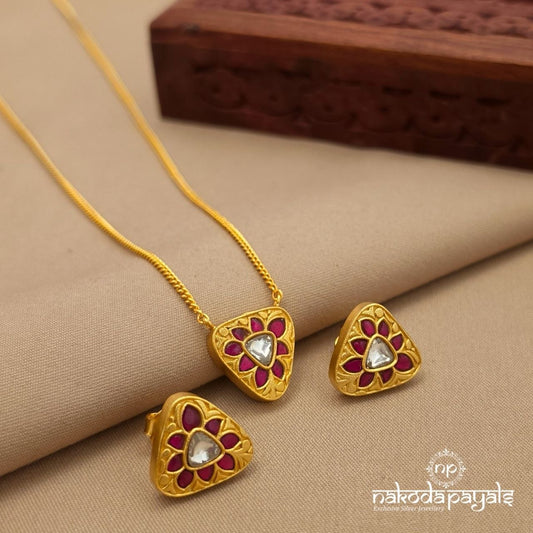 Triangular Kundan Neckpiece With Earrings (Gn10217)