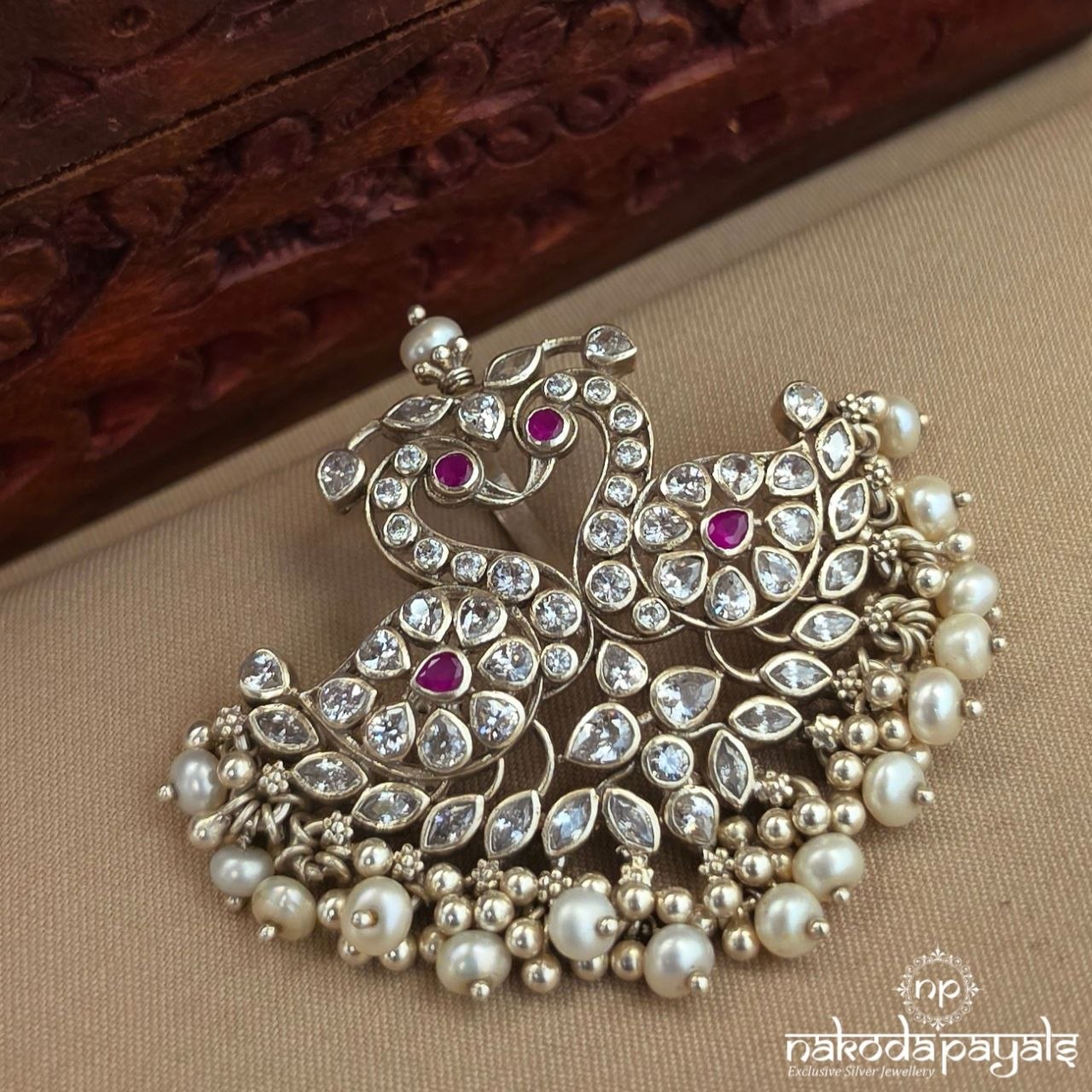 Twin Bird Pearly Pendant (P2655)