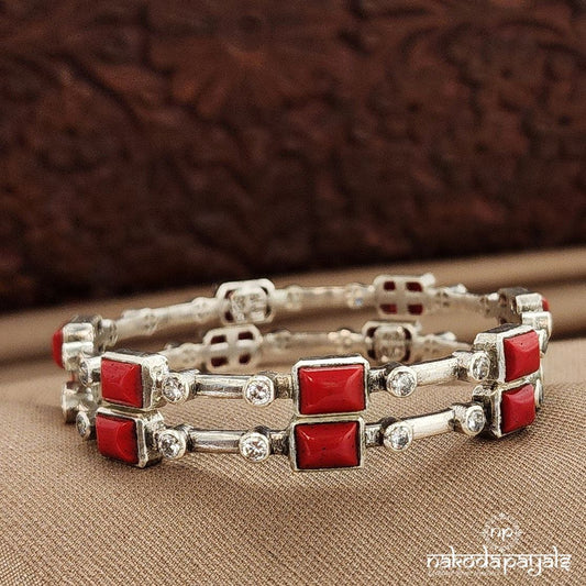 Coral Rectangular Bangles (2.2)  (K6226)