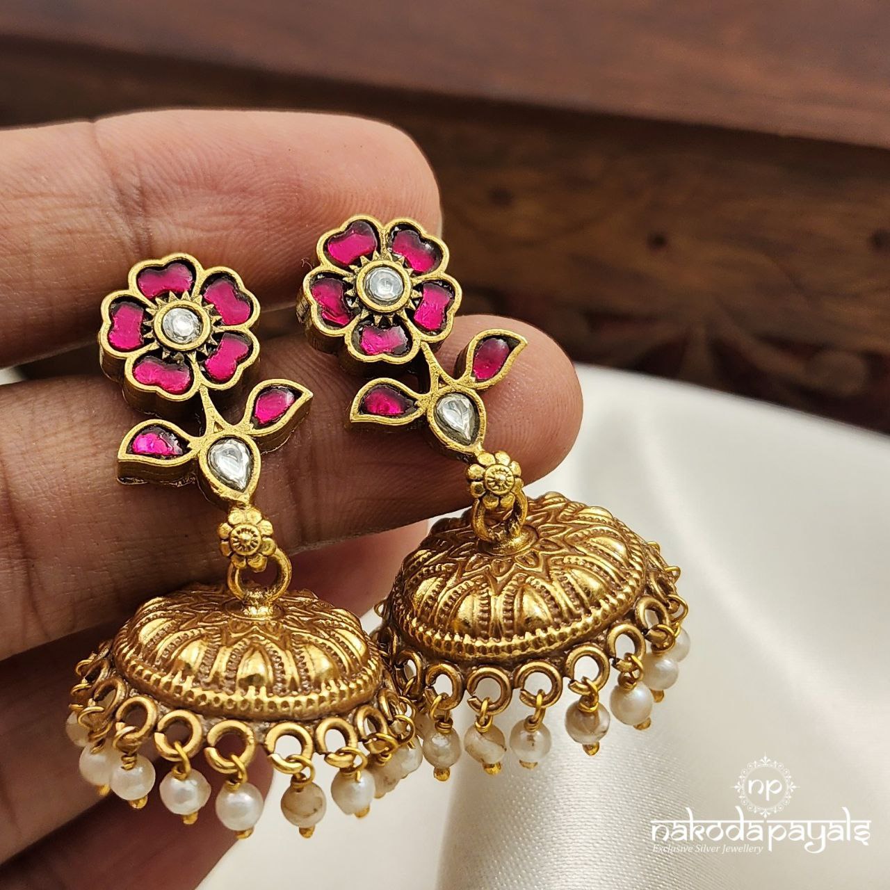 Pink Kundan Earrings (Gn8786)