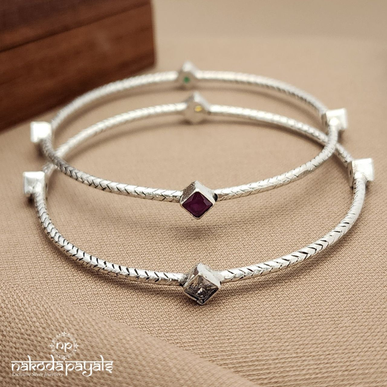 MultiColor Squarish Bangle Pair (K6103)