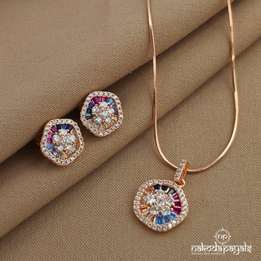 Multicolor Floral  Pendant Set (St3991)