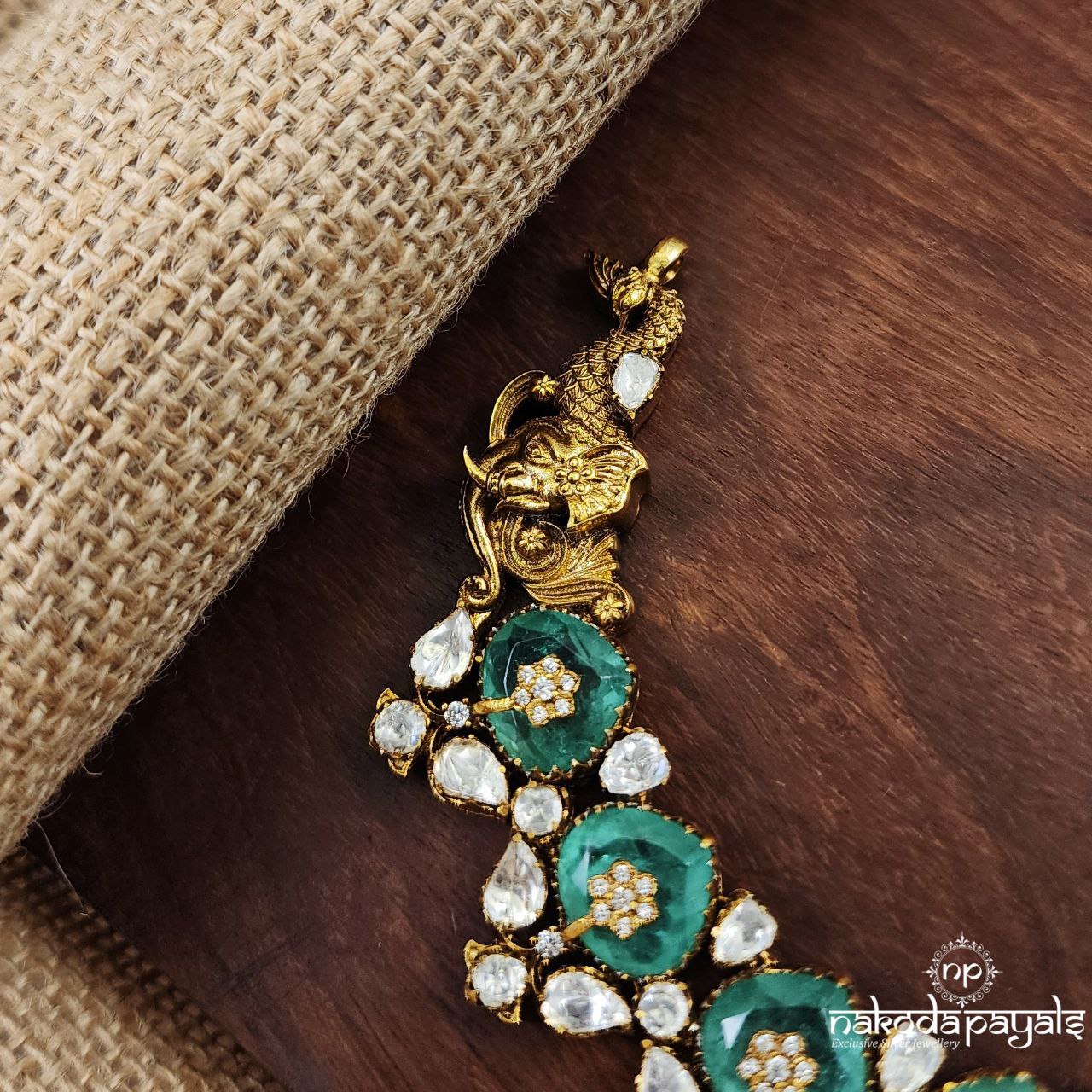 Twin Peacock Moissanite Neckpiece With Earrings (Gn8584)