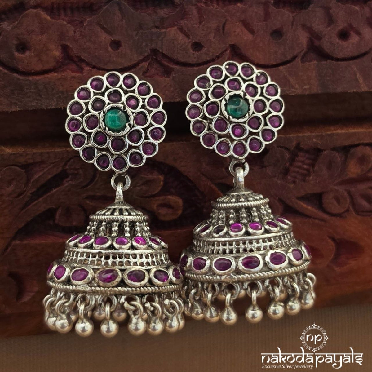 Pink Floral Dot Jhumka (J1863)