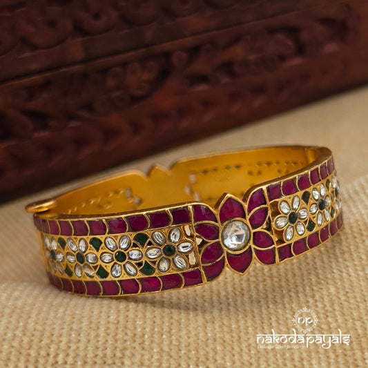 Pretty Floral Kundan Openable Screw Kada (Gk3355)