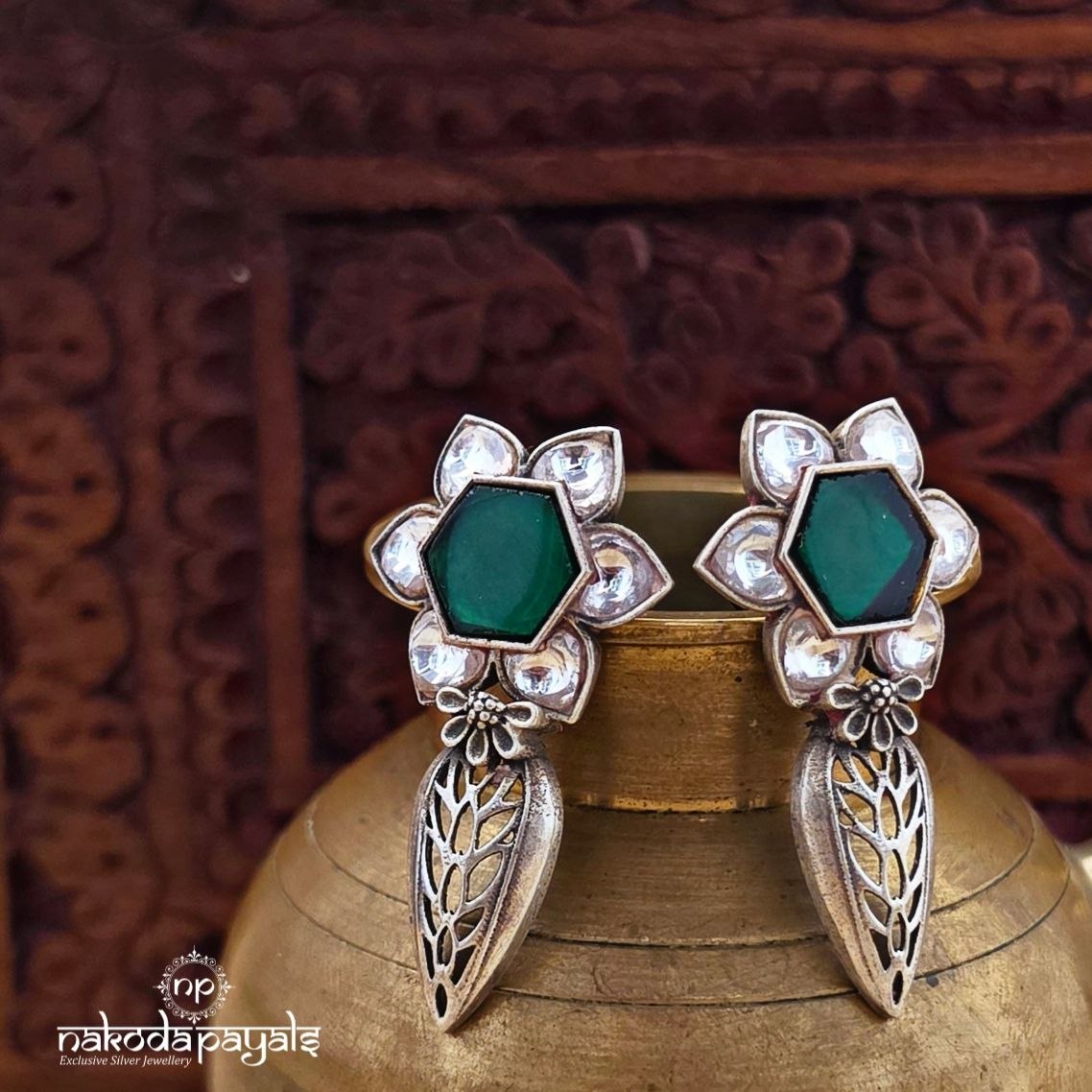 Green Floral Leafe Studs (S4207)