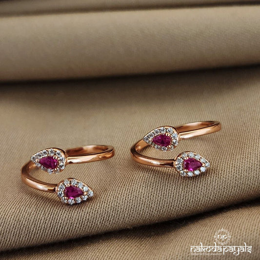 Rose Gold Pink Leafy Toerings (T4372)