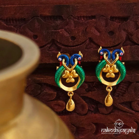 Twin Peacock Floral Studs (Ge10867)