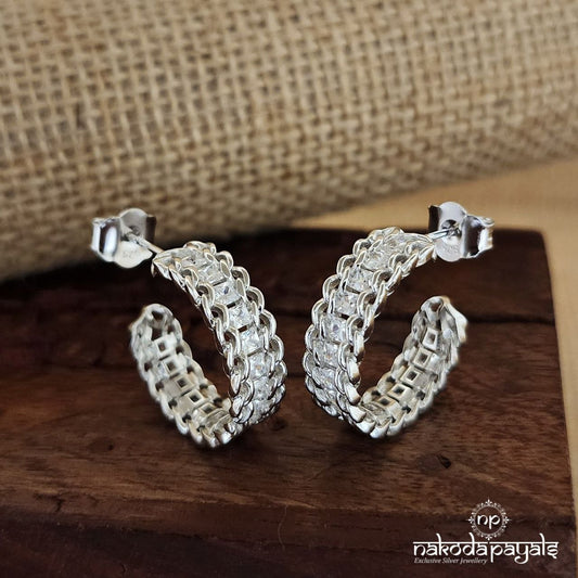 Sparkling White Earrings (St3044)